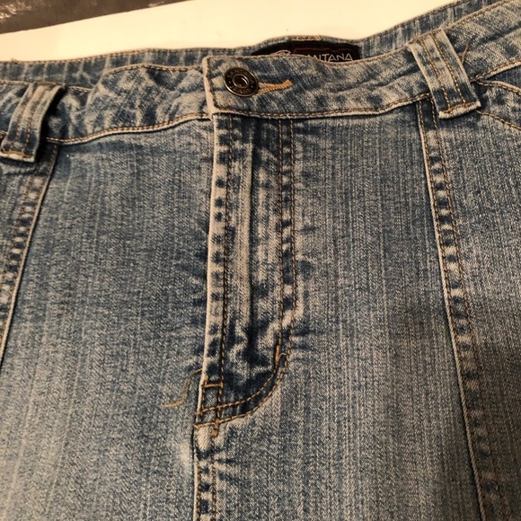 Retro Santana Y2K 6 pocket jean skirt, size 13 /34, slit in front - Picture 5 of 11